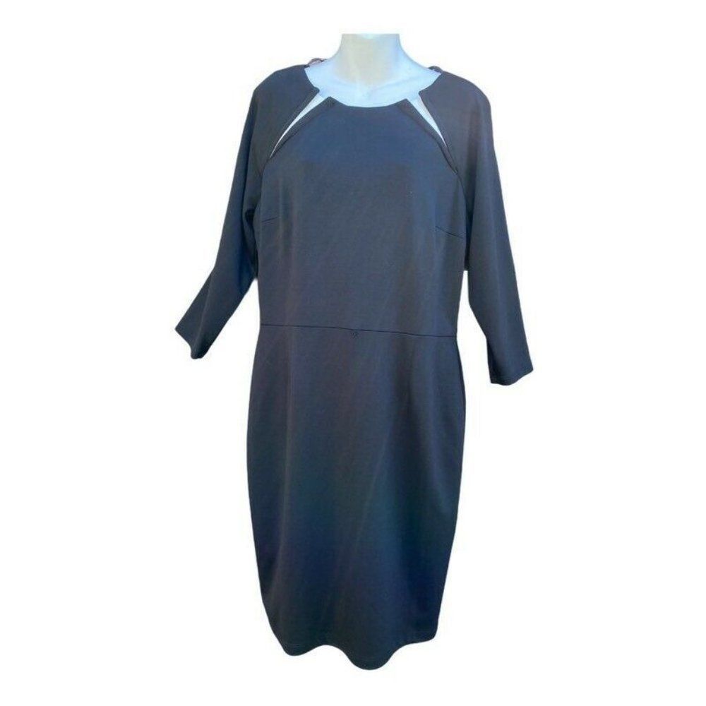 David Meister Sheath Dress Black Stretch new sz 16